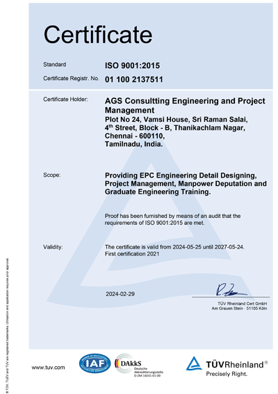 AGS ISO 9001:2015 Certificate